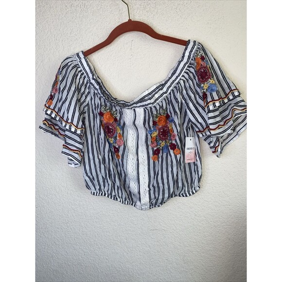 Forever 21 Tops - new Crop blouse Floral Embroidery lace western flare Boho country M hippie 21